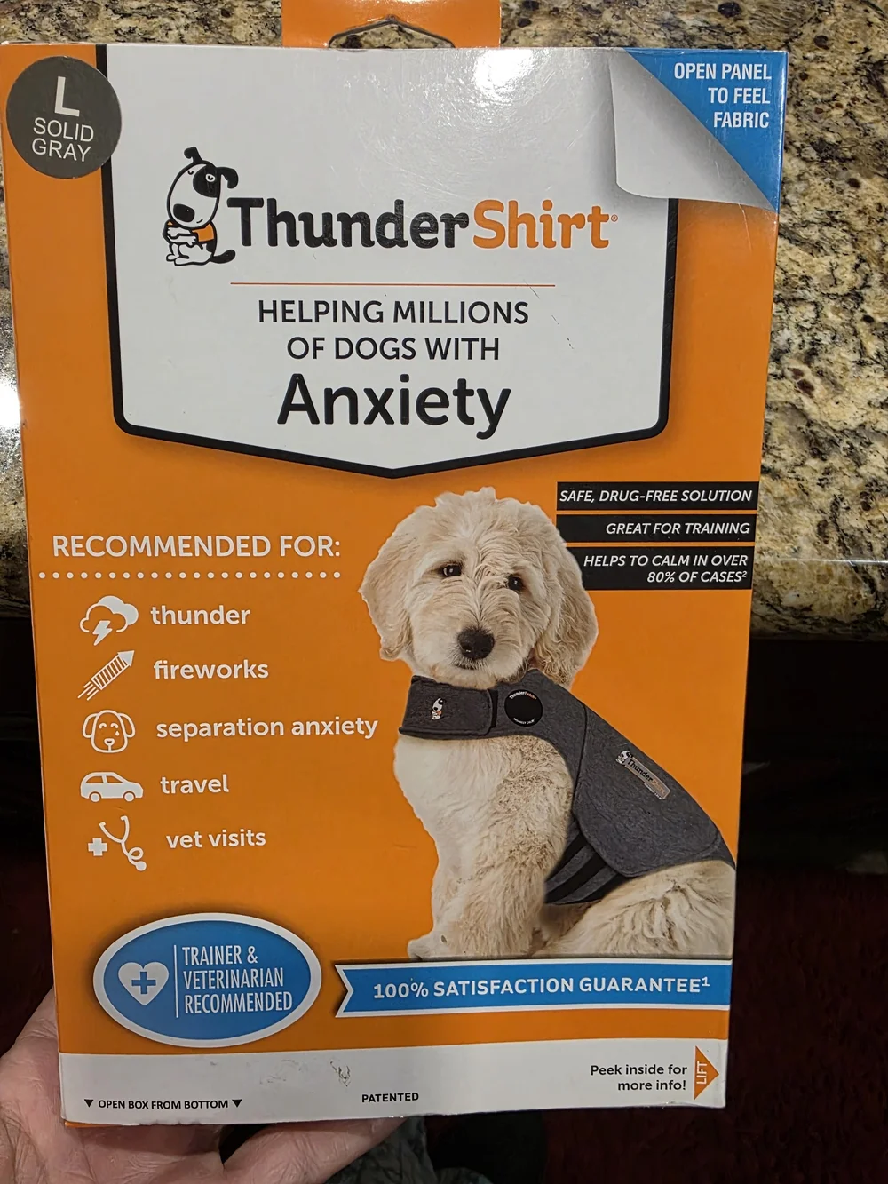 ThunderShirt Solid Gray Anxiety Relief Dog Wrap - Large